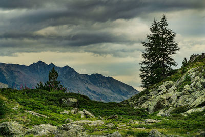 Scenic view of mountains against sky