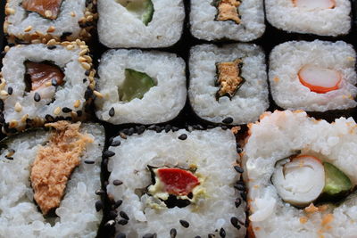 Full frame shot of sushi