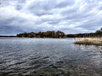 Scenic view of lake against sky