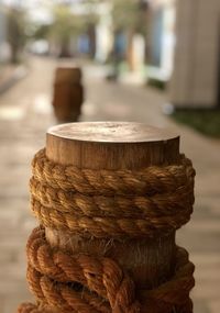 Close-up of stack on table