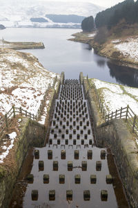 High angle view of bridge over river