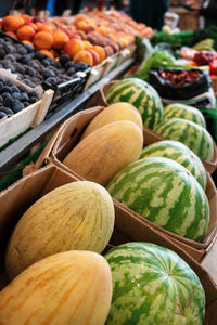 Close-up of fruits for sale at market stall