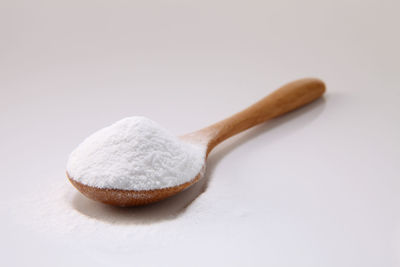 Close-up of cookies against white background