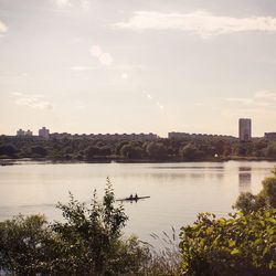 View of river against cloudy sky