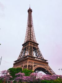 Low angle view of eiffel tower against clear sky