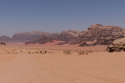 Scenic view of in wadi rum against clear sky