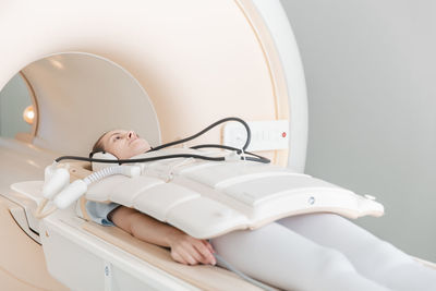 Medical ct or mri scan with a patient in the modern hospital laboratory. radiography department