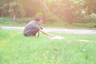 Full length of man in grass