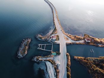 High angle view of boats in sea