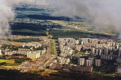 High angle view of townscape against sky