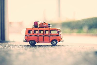 Toy bus on road