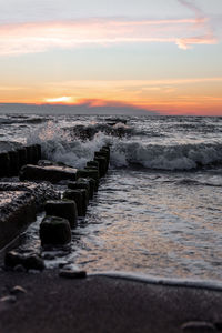 Scenic view of sea against sky during sunset