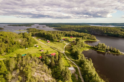 High angle view of landscape against sky