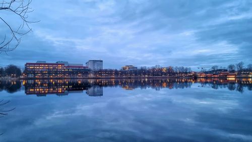 Reflection of buildings in water