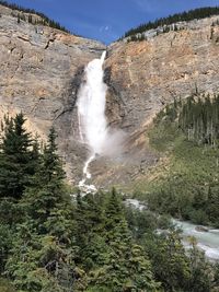 View of waterfall in forest