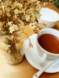 Tea cup on table