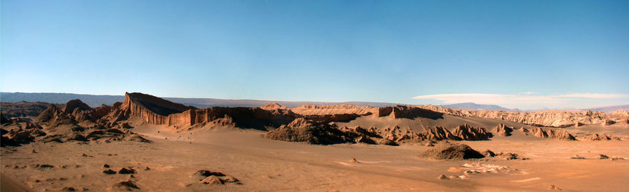 Scenic view of desert against clear sky