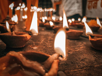 Close-up of lit candles