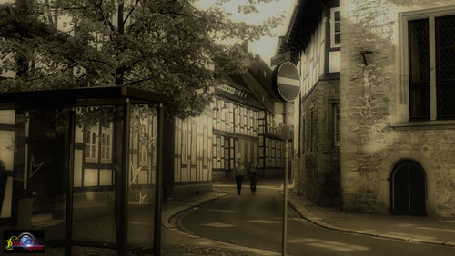 Road along buildings