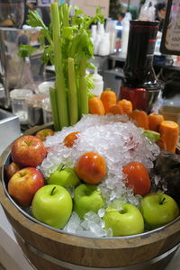 Close-up of fruits in plate