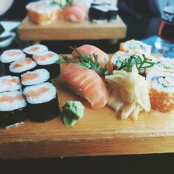 Close-up of sushi on table