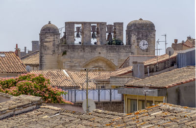 Exterior of historic building against clear sky