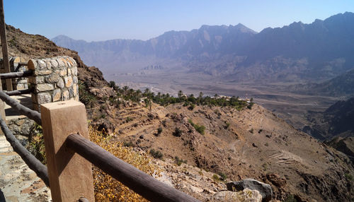 Scenic view of mountains against clear sky