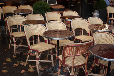 Chairs and table at market stall