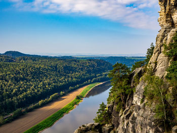 Scenic view of elbe river against sky