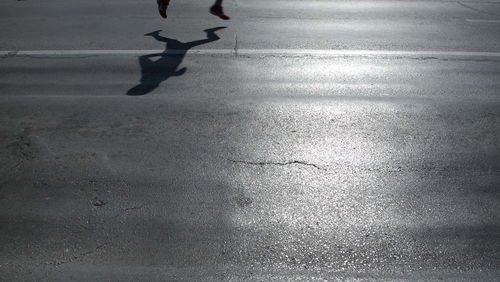Low section of person on road