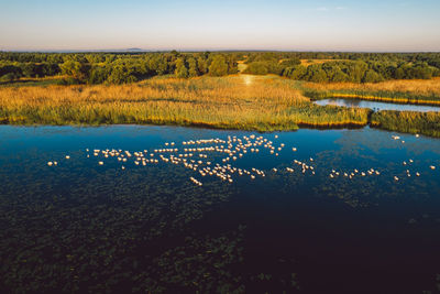 Scenic view of lake against sky