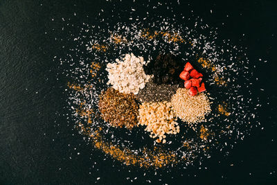 High angle view of berries on table