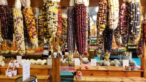 Close-up of decorations for sale in market