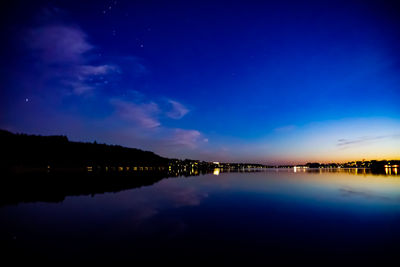 Scenic view of lake against sky at night