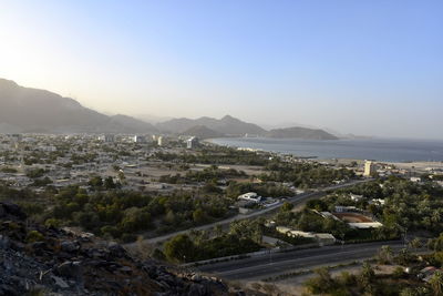 High angle view of townscape against sky