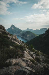 Scenic view of mountains against sky