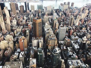 High angle view of city buildings