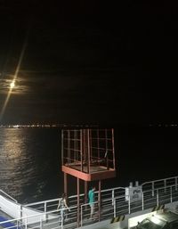 Scenic view of sea against sky at night