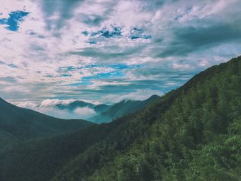 Scenic view of mountains against sky