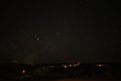 Scenic view of illuminated star field against sky at night