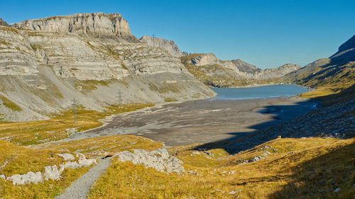 Scenic view of land against sky