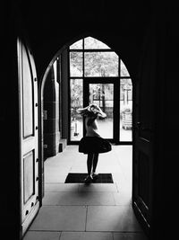 Woman in corridor