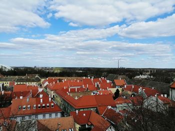 High angle view of townscape against sky