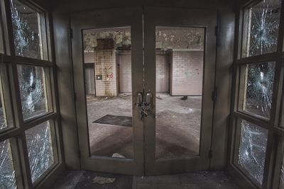 Abandoned interior with closed doors