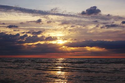 Scenic view of sunset over sea