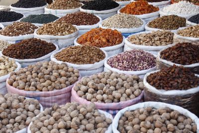 Various fruits in market stall