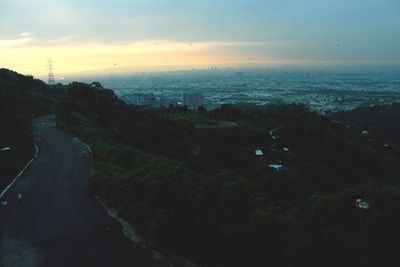 View of cityscape at sunset