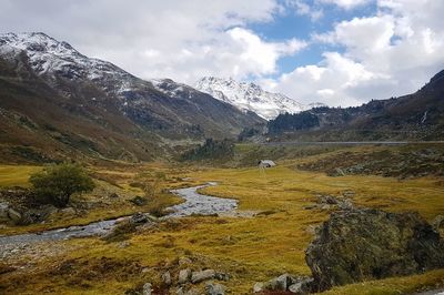 Scenic view of mountains against sky