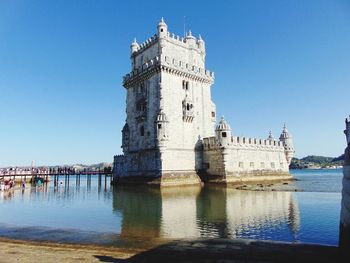 View of historical building against clear blue sky