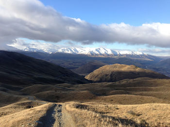 Scenic view of mountains against sky